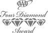 The image depicts the "Four Diamond Award" logo, featuring stylized text with four diamond icons lined up below the word "Diamond."