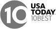 The image shows a logo containing the number "10" and the text "USA TODAY 10BEST" next to it.